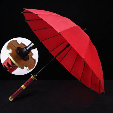 detachable red katana handle design onitetsu sword umbrella anime cosplay prop detail