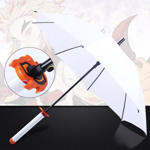 rengoku white anime umbrella uv protection rain and sun dual use katana umbrella