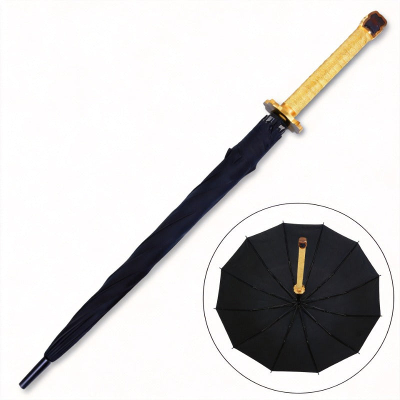 Yoriichi Tsugikuni Black Sword Umbrella 16-Rib Detachable Katana Cosplay 