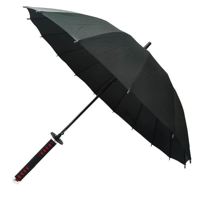 Tanjirou Black Sword Umbrella 16-Rib with Sleeve Anime Katana 