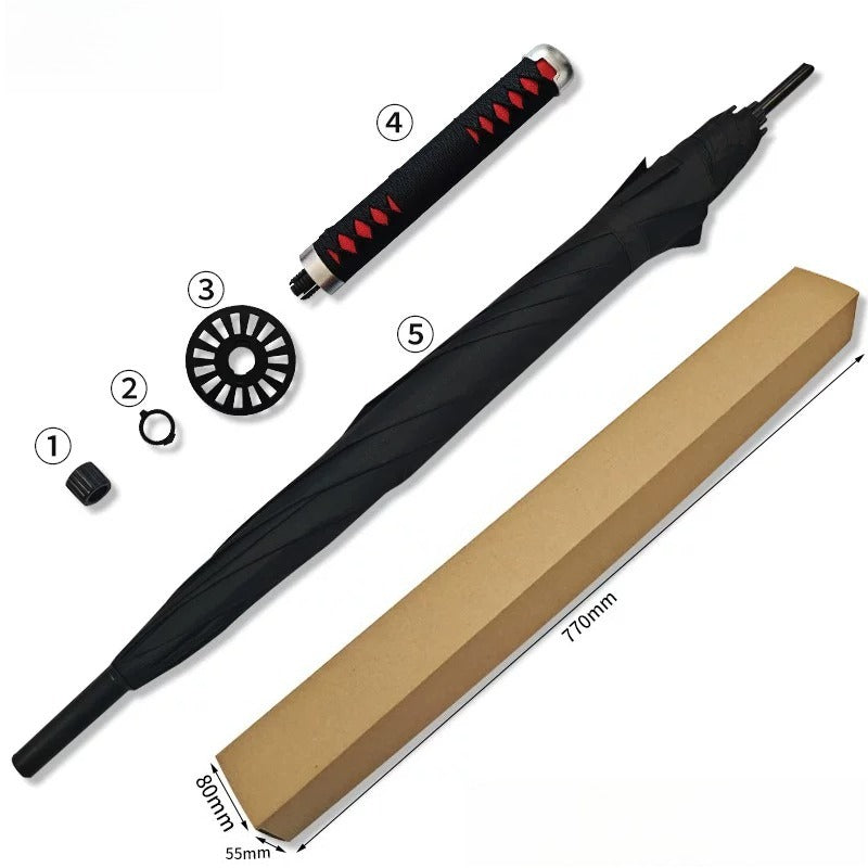Tanjirou Black Sword Umbrella 16-Rib Detachable Katana Cosplay 