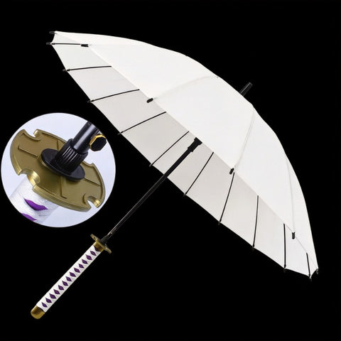 onitetsu white katana sword umbrella handle samurai style cosplay detail