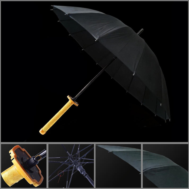 Yoriichi Tsugikuni Black Sword Umbrella 16-Rib Detachable Katana Cosplay 