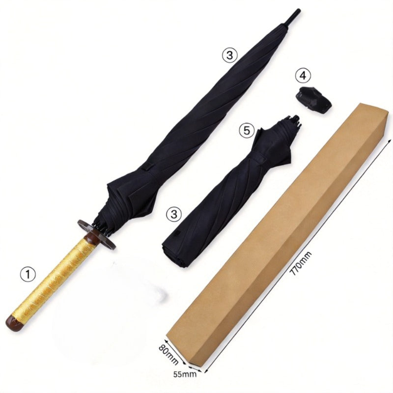 Yoriichi Tsugikuni Black Sword Umbrella 16-Rib Detachable Katana Cosplay 