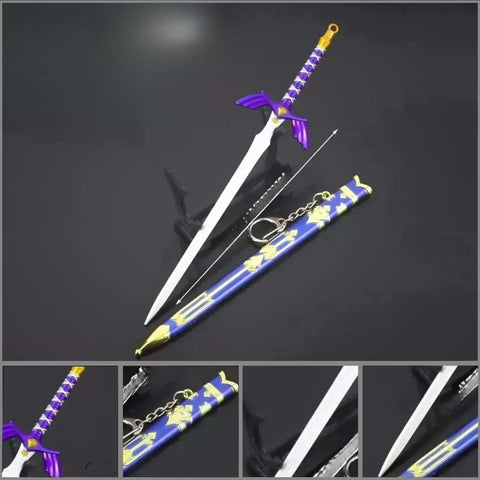 zelda master sword inspired mini alloy weapon replica front view collectible display model